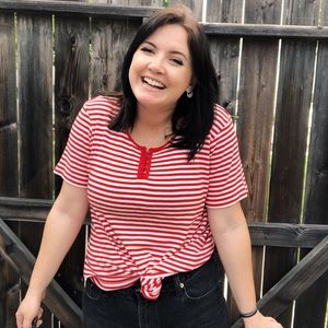 Red and white striped tee